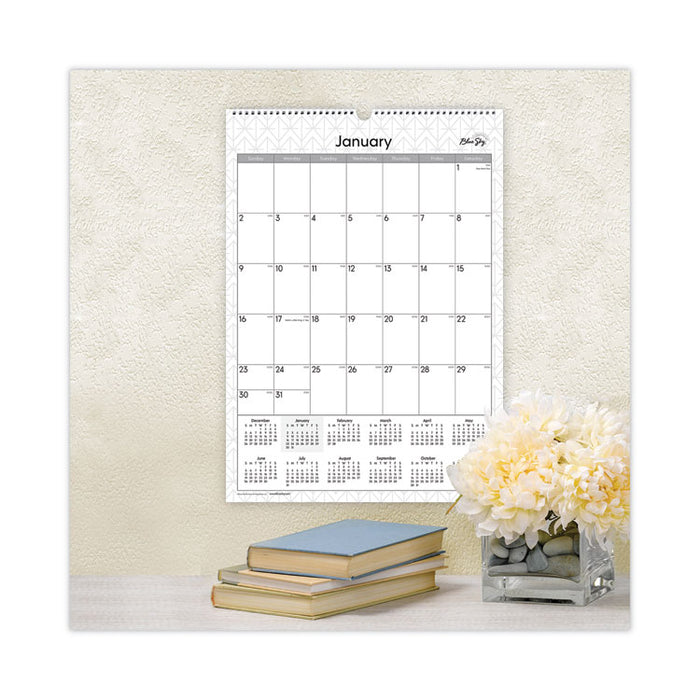 Enterprise Wall Calendar, Geometric Artwork, 12 x 17, White/Gray Sheets, 12-Month (Jan to Dec): 2026