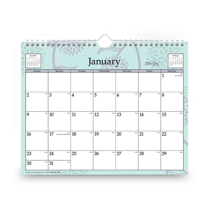 Rue Du Flore Wall Calendar, Floral Artwork, 11 x 8.75, White/Jade/Lavender Sheets, 12-Month (Jan to Dec): 2026