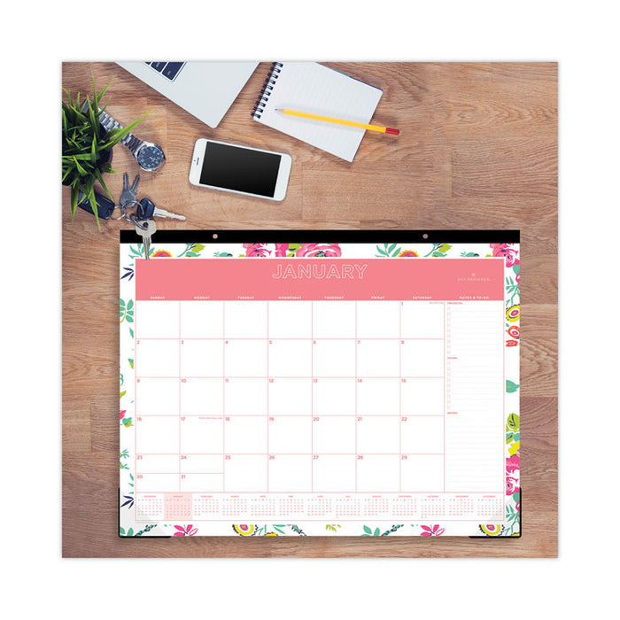 Day Designer Peyton Desk Pad Calendar, Floral Artwork, 22 x 17, Black Binding, Clear Corners, 12-Month (Jan to Dec): 2026