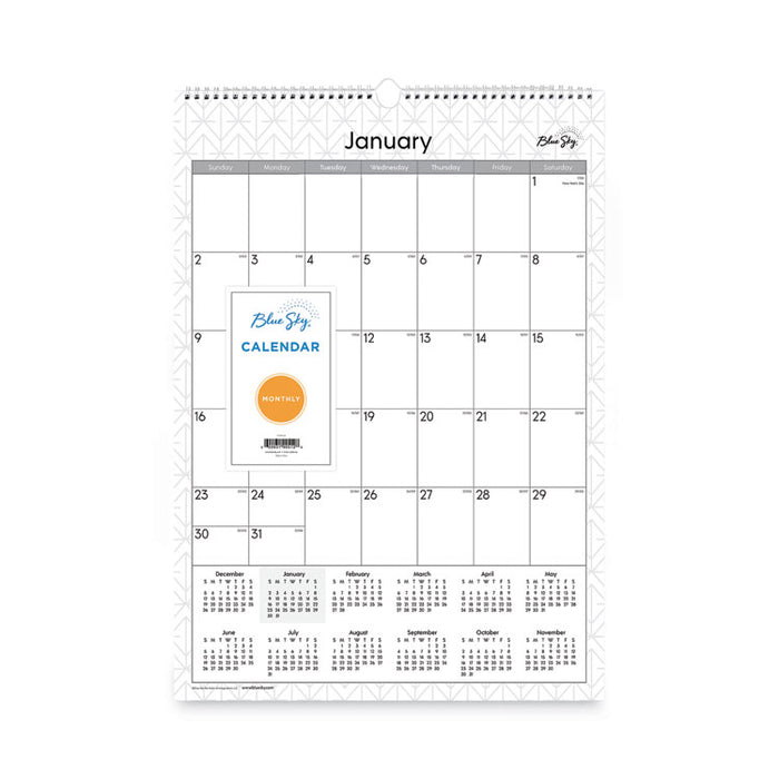 Enterprise Wall Calendar, Geometric Artwork, 12 x 17, White/Gray Sheets, 12-Month (Jan to Dec): 2026