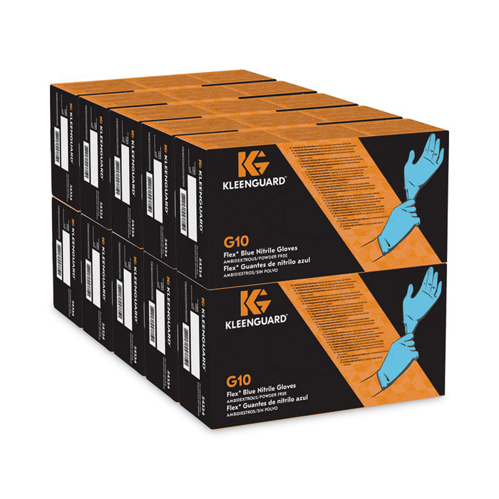 G10 Flex Blue Nitrile Gloves, Powder-Free, Large, 3 mil Thick, 9.5" Long, Blue, 100/Box, 10 Boxes/Carton