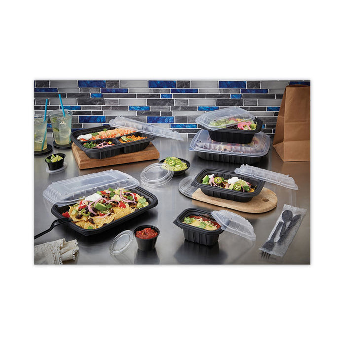 EarthChoice Entree2Go Takeout Container, 48 oz, 11.8 x 8.8 x 1.61, Black, Plastic, 200/Carton