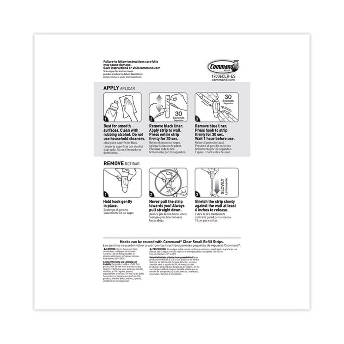 Mini Hooks, Plastic, Clear, Supports 0.5 lb, 30/Pack