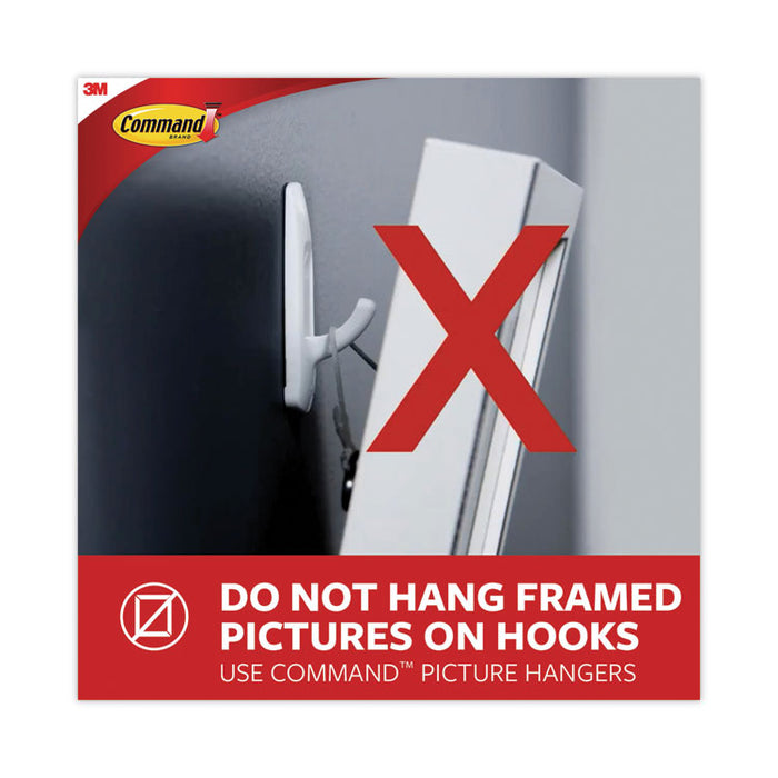 Designer Hooks, Medium, Plastic, White, 3 lb Capacity, 13 Hooks and 16 Strips/Pack