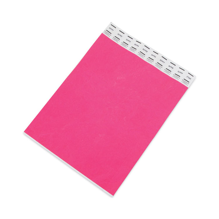 Crowd Management Wristbands, Sequentially Numbered, 9.75" x 0.75", Neon Pink, 500/Pack