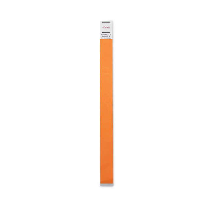 Crowd Management Wristbands, Sequentially Numbered, 9.75" x 0.75", Neon Orange, 500/Pack