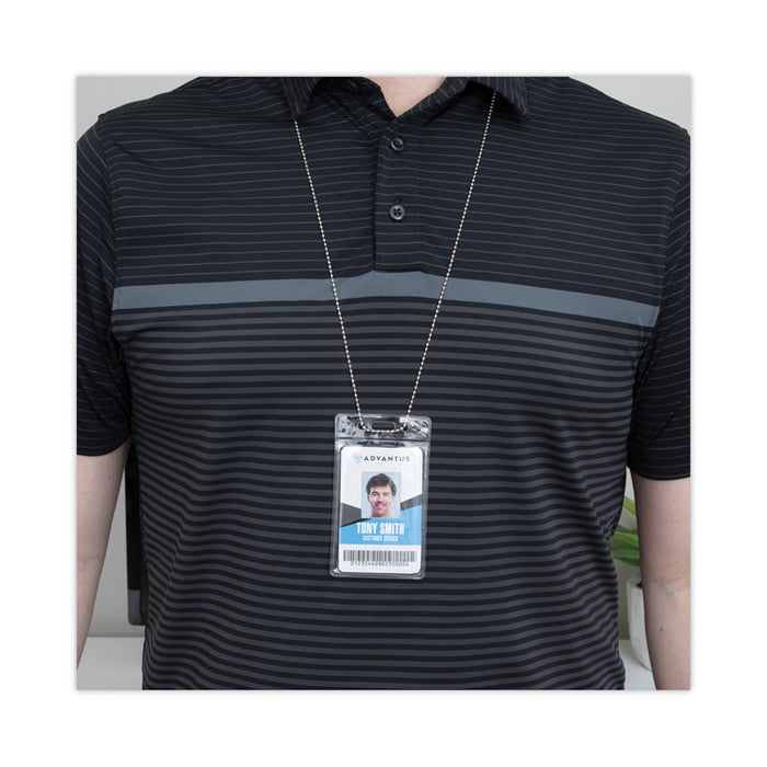 ID Badge Holder Chain, Metal Ball Chain Fastener, 36" Long, Nickel Plated, 100/Box