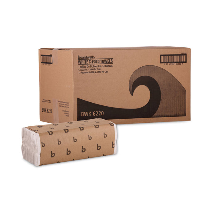 C-Fold Paper Towels, 1-Ply, 11.44 x 10, Bleached White, 198 Sheets/Pack, 12 Packs/Carton