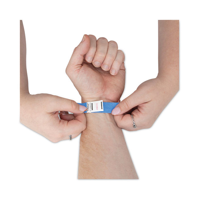 Crowd Management Wristbands, Sequentially Numbered, 10" x 0.75", Blue, 100/Pack