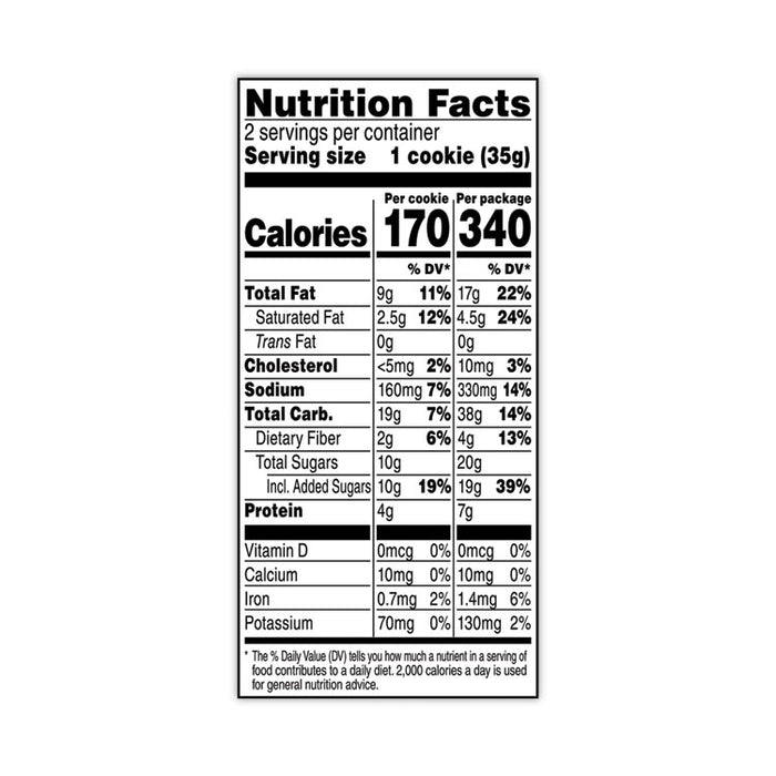 Homestyle Peanut Butter Cookies, 2.5 oz Pack, 2 Cookies/Pack, 60 Packs/Carton