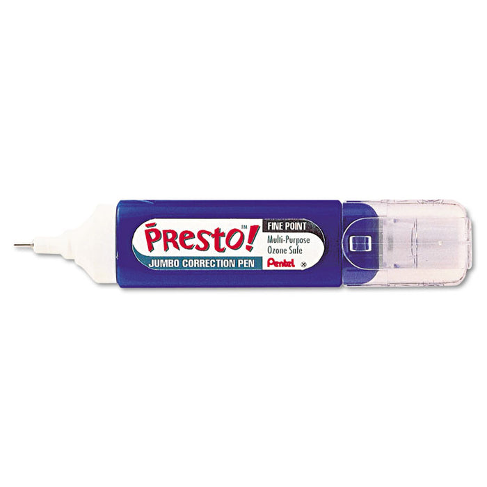 Presto! Multipurpose Correction Pen, Flat Tank-Style Barrel, Needle Tip, 0.41 oz, White
