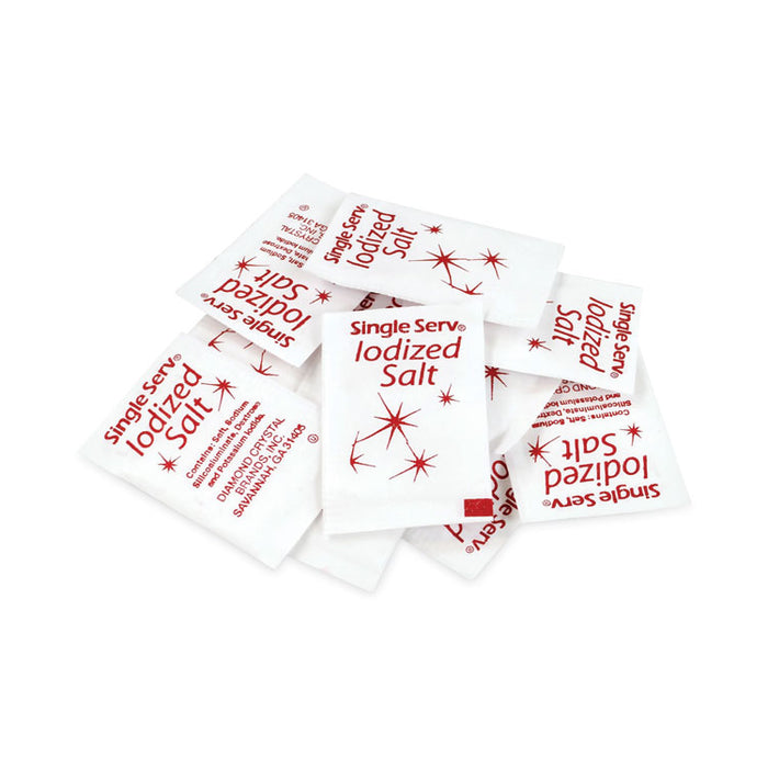 Iodized Salt Packet, 0.6 g Packet, 3,000/Carton