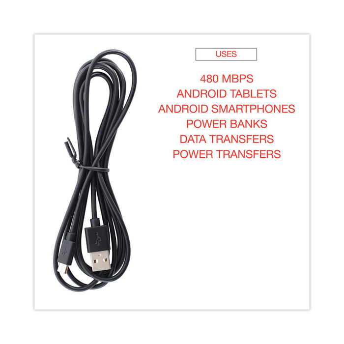 USB to Micro USB Cable, 6 ft, Black