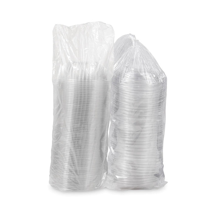 PresentaBowls Bowl/Lid Combo-Paks, 32 oz, 7.25" Diameter x 2.88" h, Clear, Plastic, 63/Pack, 2 Pack/Carton