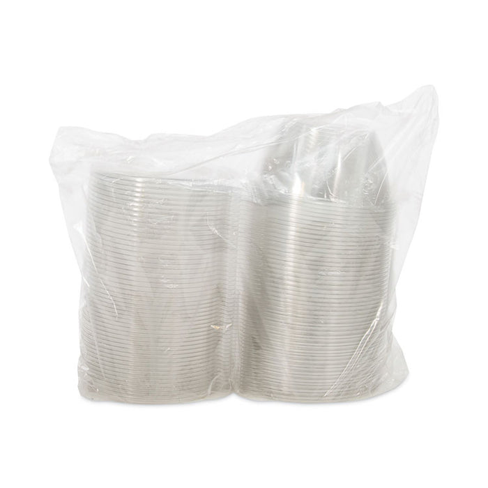 SafeSeal Tamper-Resistant, Tamper-Evident Bowls with Flat Lid, 32 oz, 7" Diameter x 3.2" h, Clear, Plastic, 150/Carton