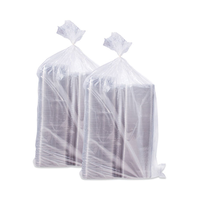 ClearPac SafeSeal Tamper-Resistant/Evident Containers, Flat Lid, 35 oz, Clear, Plastic, 100/Bag, 2 Bags/Carton