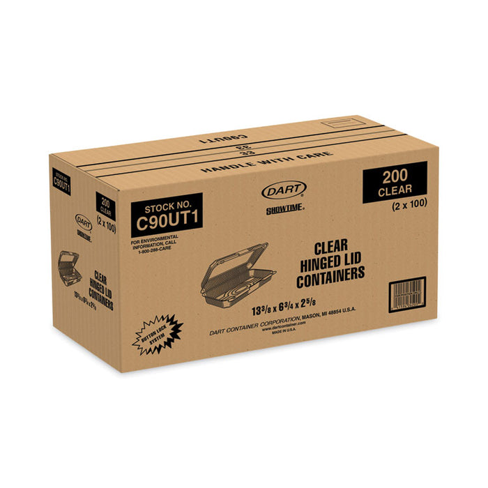 StayLock Clear Hinged Lid Containers, 50.2 oz, 6.8 x 13.4 x 2.6, Plastic, 200/Carton
