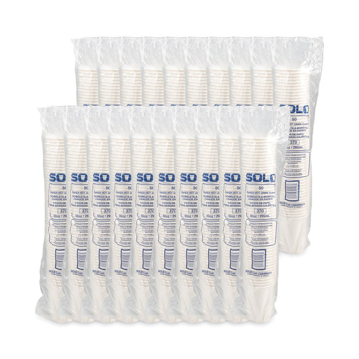 Single-Sided Poly Paper Hot Cups, 10 oz, White, 50/Sleeve, 20 Sleeves/Carton