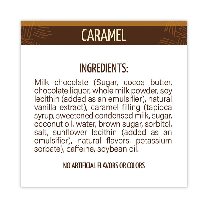 Caffeinated Caramel Chocolate Bites, 0.58 oz Bars, 50 Bars/Carton