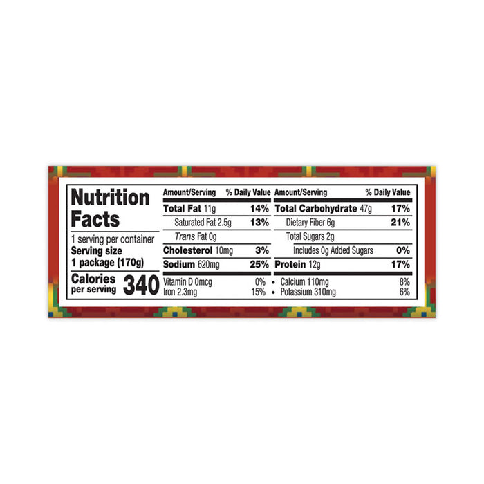 Cheddar Cheese, Bean and Rice Burrito, 6 oz Pouch, 4/Carton