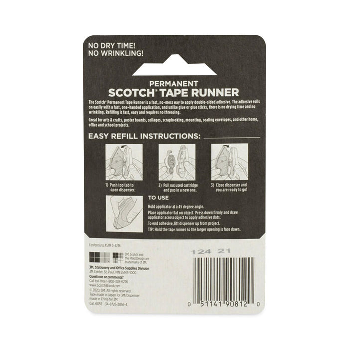 Tape Runner, 0.31" x 49 ft, Dries Clear