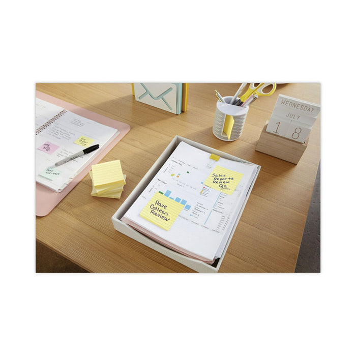 Original Pads in Canary Yellow, Note Ruled, 3" x 3", 100 Sheets/Pad, 6 Pads/Pack