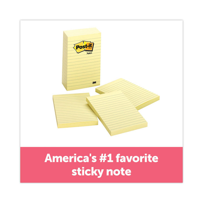 Original Pads in Canary Yellow, Note Ruled, 4" x 6", 100 Sheets/Pad, 5 Pads/Pack