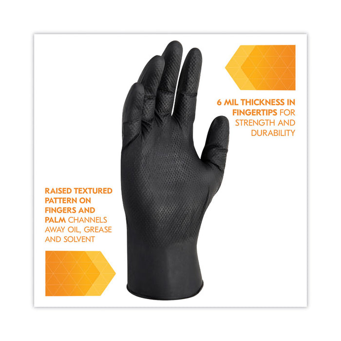 G10 Kraken Grip Nitrile Gloves, Powder-Free, X-Large, 6 mil Thick, 9.5" Long, Black, 90/Box, 10 Boxes/Carton