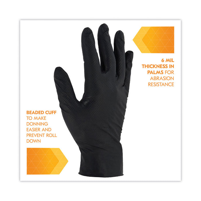 G10 Kraken Grip Nitrile Gloves, Powder-Free, XX-Large, 6 mil Thick, 9.5" Long, Black, 90/Box, 10 Boxes/Carton