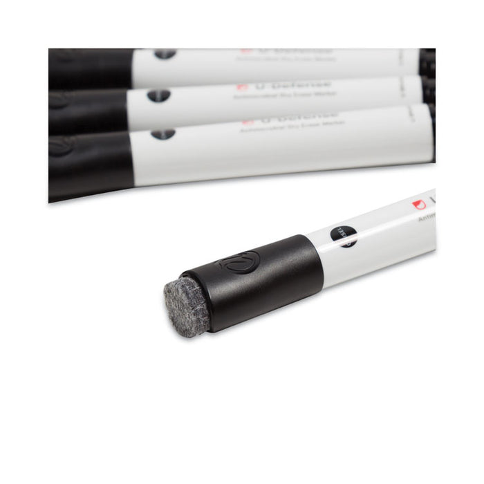 U-Defense Antimicrobial Dry-Erase Markers, Broad Chisel Tip, Black, 12/Pack