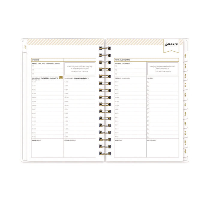 Day Designer Navy Stripe Daily/Monthly Planner, Horizontal Stripe Artwork, 8 x 5, Navy/White Cover, 12-Month (Jan-Dec): 2026