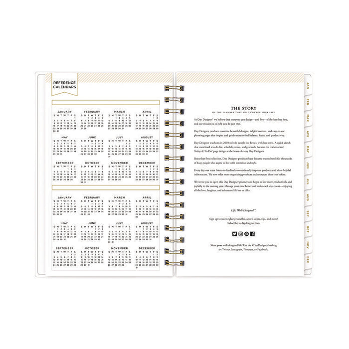 Day Designer Navy Stripe Daily/Monthly Planner, Horizontal Stripe Artwork, 8 x 5, Navy/White Cover, 12-Month (Jan-Dec): 2026