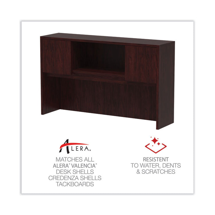 Alera Valencia Series Hutch with Doors, 4 Compartments, 58.88w x 15d x 35.38h, Mahogany