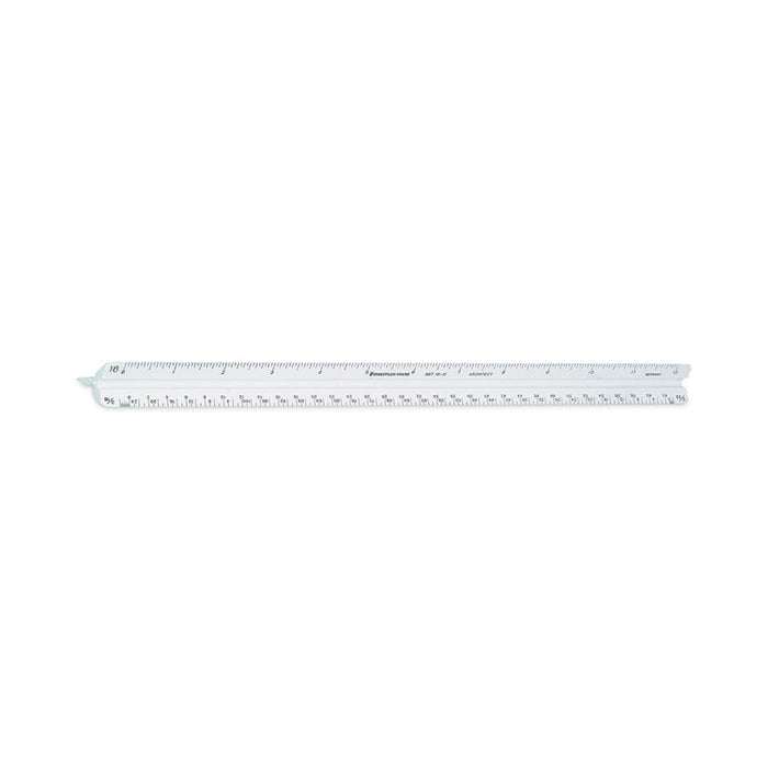 Triangular Scale Plastic Architects Ruler, 12" Long, Plastic, White