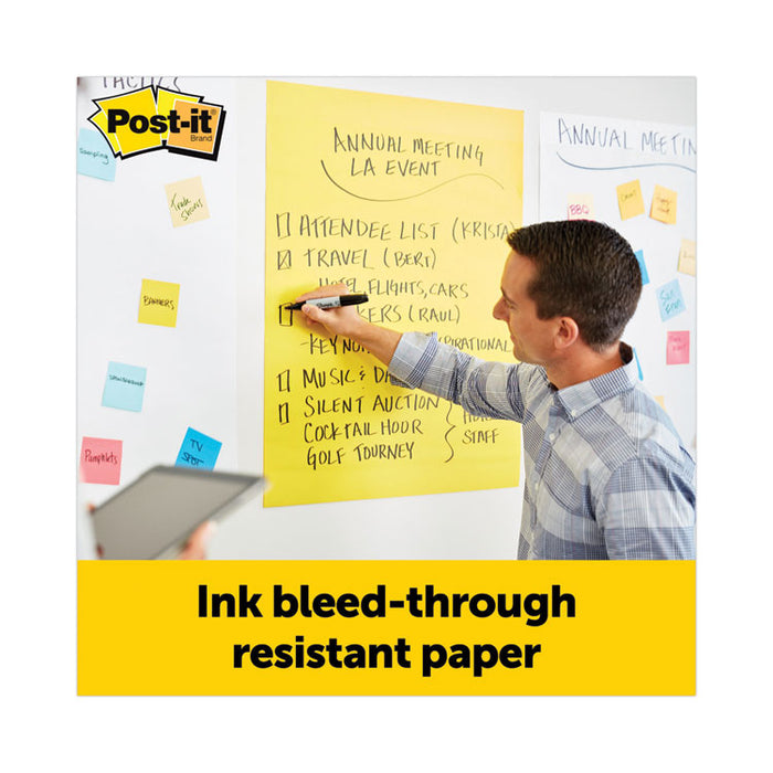 Vertical-Orientation Self-Stick Easel Pads, Presentation Format (1.5" Rule), (30) Yellow 25 x 30 Sheets, 2/Carton