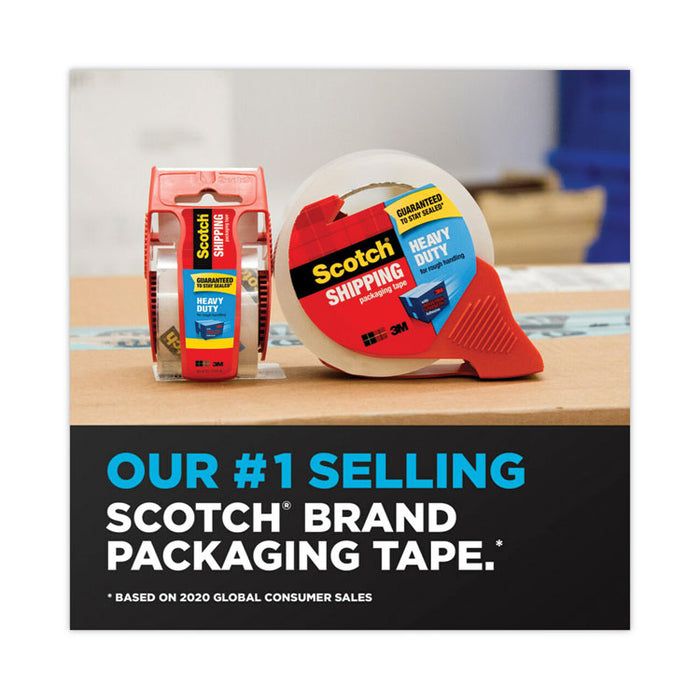 3850 Heavy-Duty Packaging Tape with Dispenser, 1.5" Core, 1.88" x 66.66 ft, Clear, 6/Pack