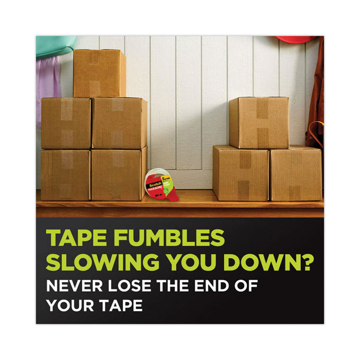 Sure Start Packaging Tape with Dispenser, 1.5" Core, 1.88" x 22.2 yds, Clear, Gloss Finish, 6/Pack