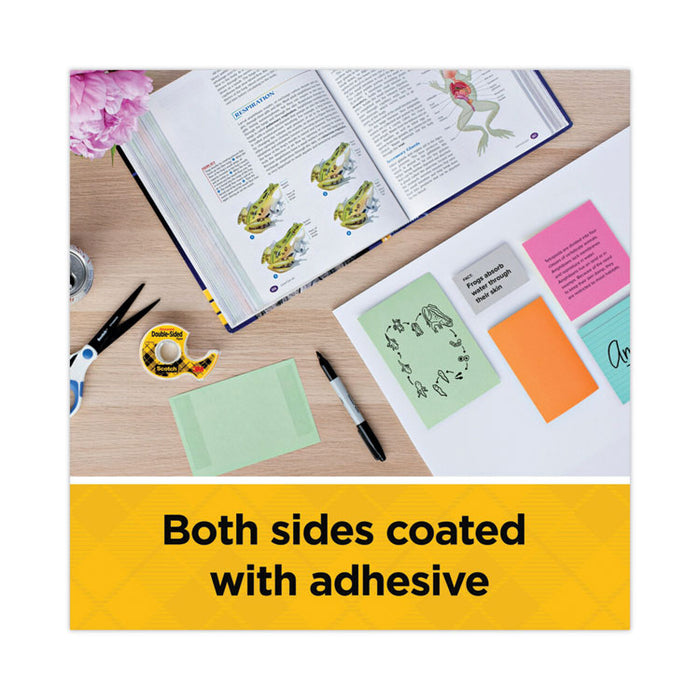 Double-Sided Tape, 3" Core, 0.5" x 36 yds, Clear, 2/Pack
