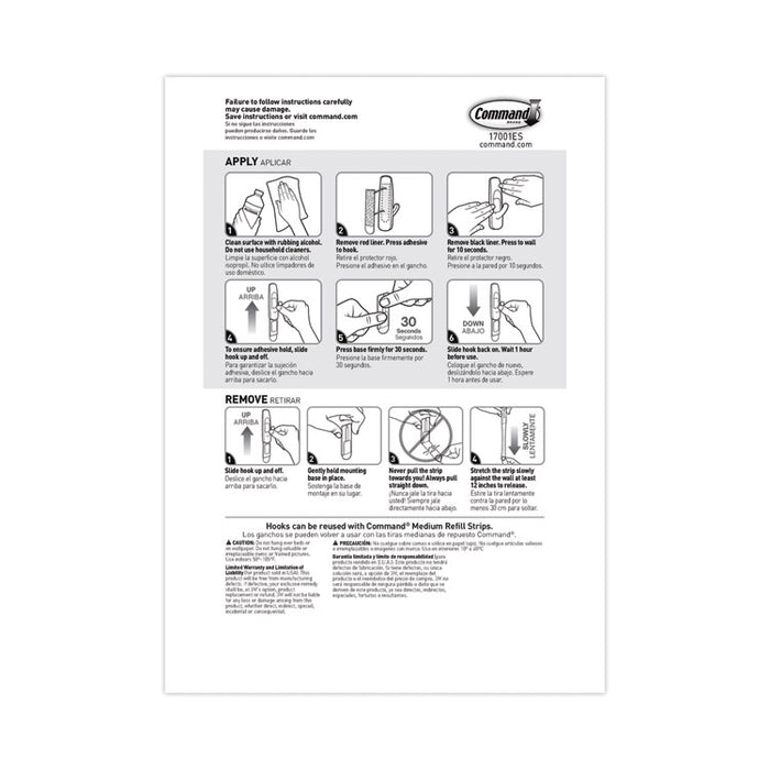 Medium Utility Hooks, Plastic, White, Supports 3 lb, 20/Pack