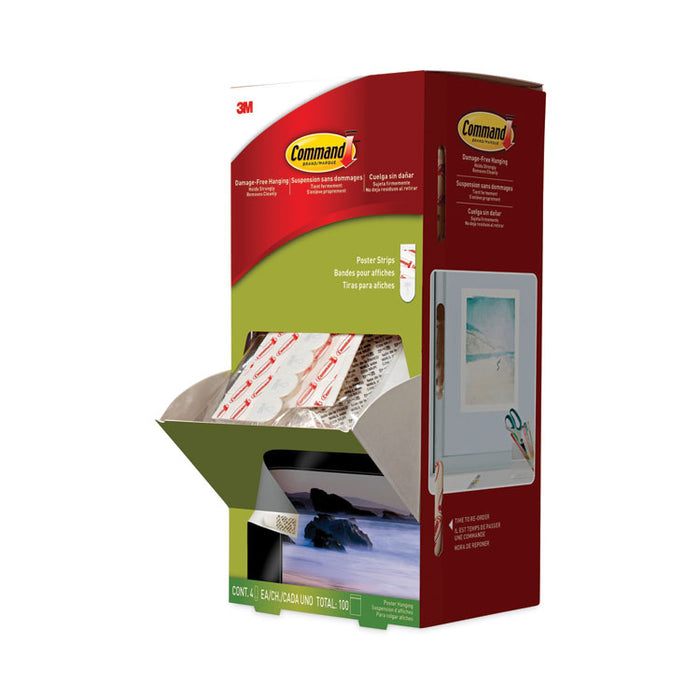 Poster Strip Pairs, Holds Up to 1 lb, 0.63" x 1.75", White, 136/Pack