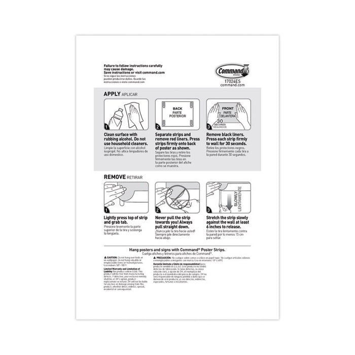 Poster Strip Pairs, Holds up to 1 lb, 0.63" x 1.75", White, 12/Pack
