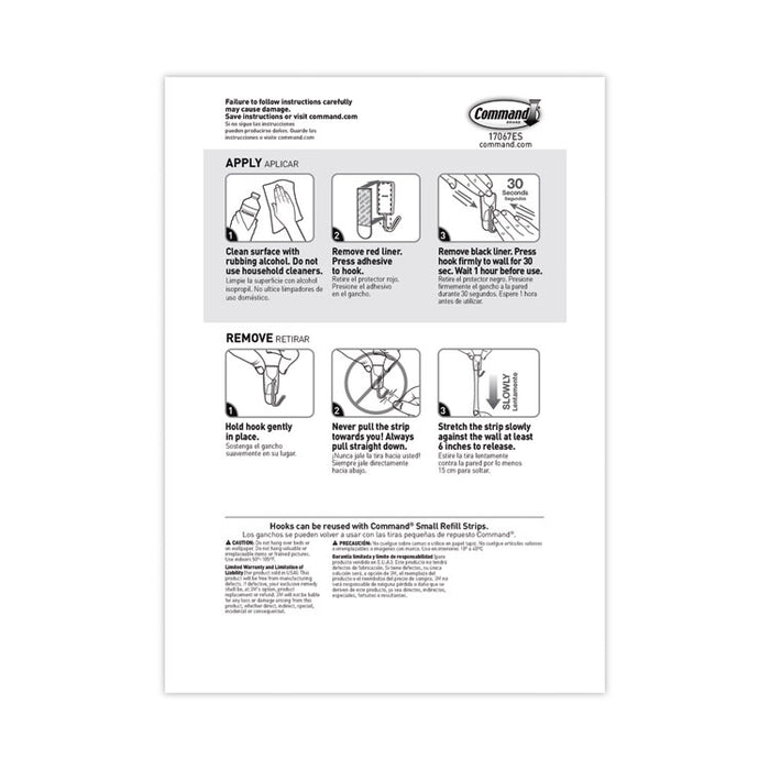 Small Toggle-Wire Hooks, Metal Wire, Silver, Supports 0.5 lb, 28/Pack