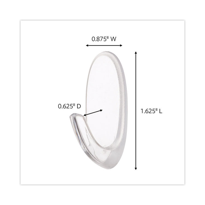 Medium Clear Hooks, Plastic, Supports 2 lb, 50/Carton