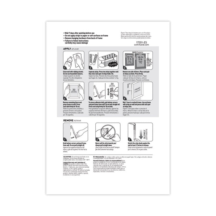 Damage-Free Hanging Picture Hanging Strip Pairs, Holds Up to 2.5 lb, Medium: 0.75" x 2.75", White, 4/Set, 50 Sets/Carton