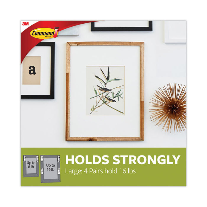 Damage-Free Hanging Picture Hanging Strip Pairs, Holds Up to 4 lb, Large: 0.75" x 3.65", White, 4/Pack