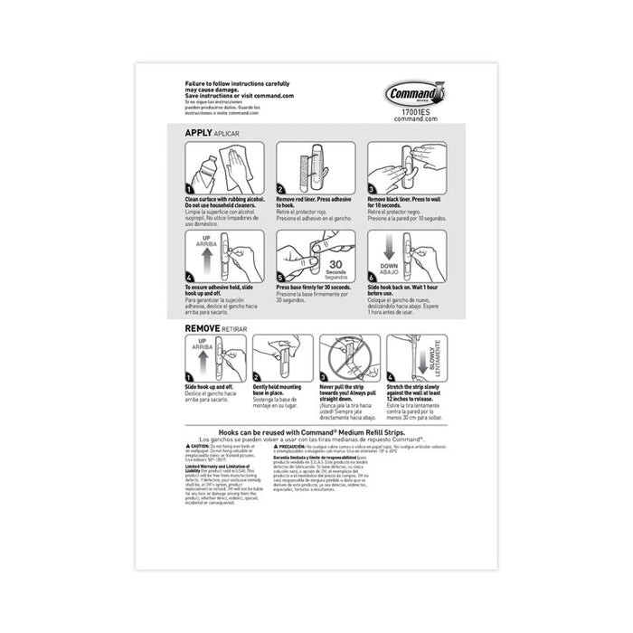Medium Utility Hooks, Plastic, White, Supports 3 lb, 6/Pack