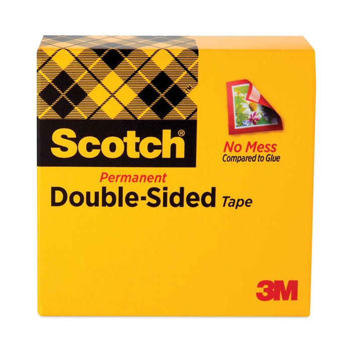 Double-Sided Tape, 1" Core, 0.5" x 75 ft, Clear