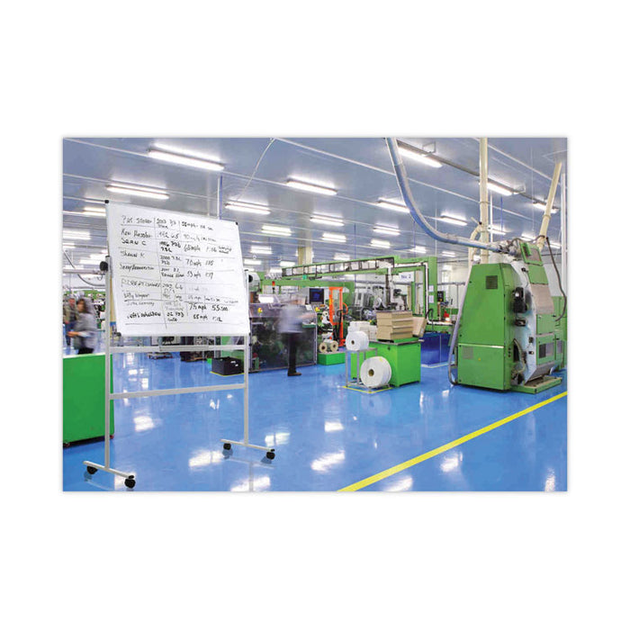 Earth Silver Easy Clean Mobile Revolver Dry Erase Boards, 48" x 70", White Surface, Natural Steel Frame