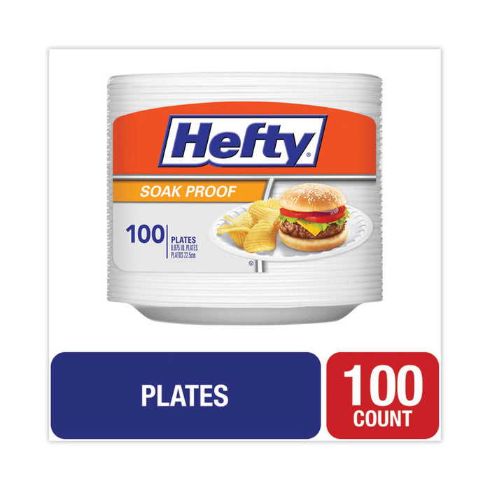 Soak Proof Tableware, Plate, Foam, 8.88" dia, White, 100/Pack