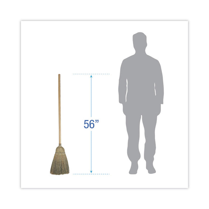 Warehouse Broom, Corn Fiber Bristles, 56" Overall Length, Natural